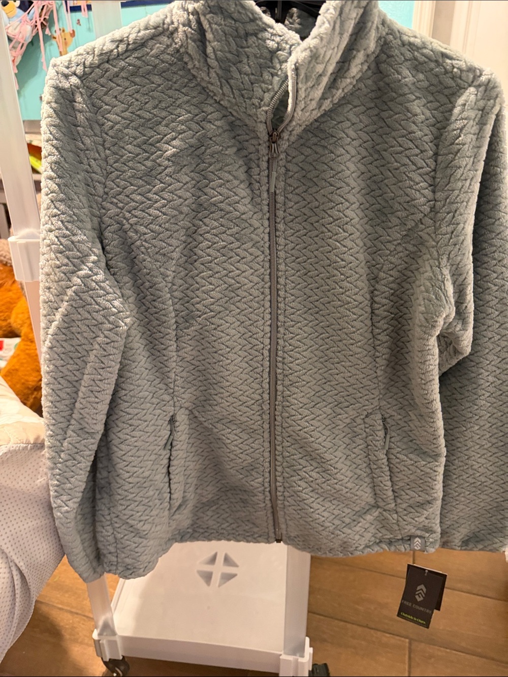 Free Country Light Gray Plush Zip Jacket
